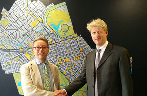 Image of minister Jo Johnson with Westminster County Council deputy leader David Harvey.