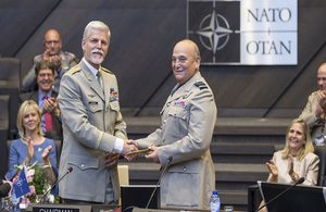 General Petr Pavel, outgoing Chairman of the Military Committee and Air Chief Marshal Sir Stuart Peach, incoming Chairman of the Military Committee. Copyright NATO image.