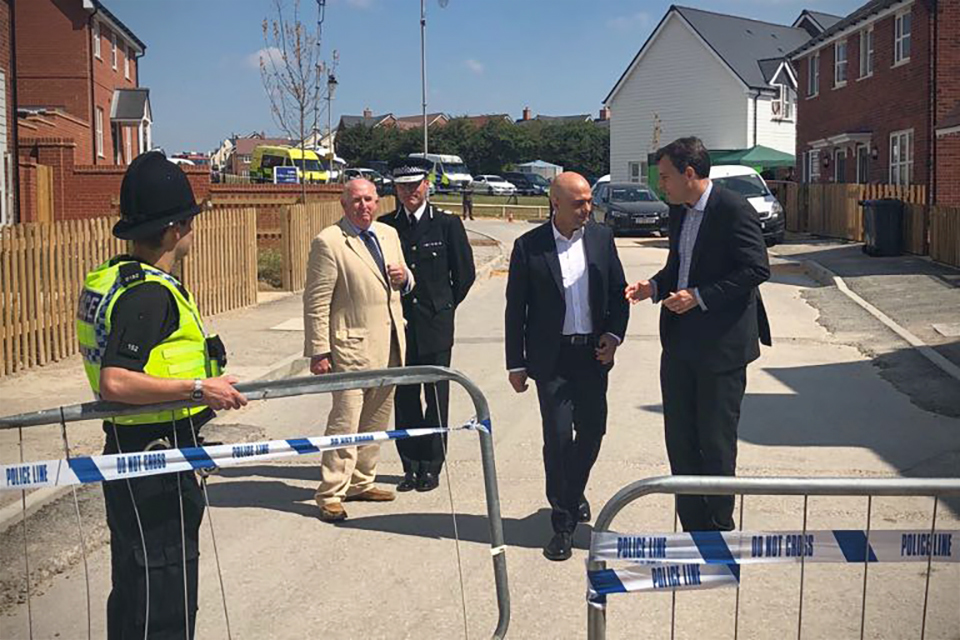 Home Secretary visits the site of major incident in Amesbury