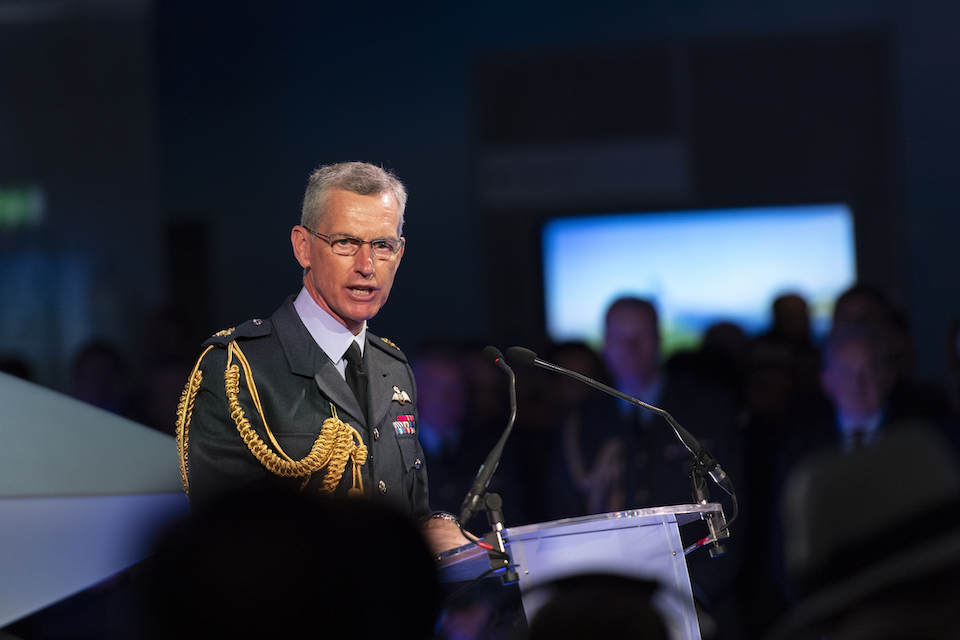 Chief of the Air Staff Air Chief Marshal Sir Stephen Hillier at the launch of the Combat Air Strategy at Farnborough International Air Show.