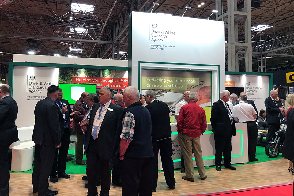 Image of visitors at the DVSA stand at the Commercial Vehicle Show 2018