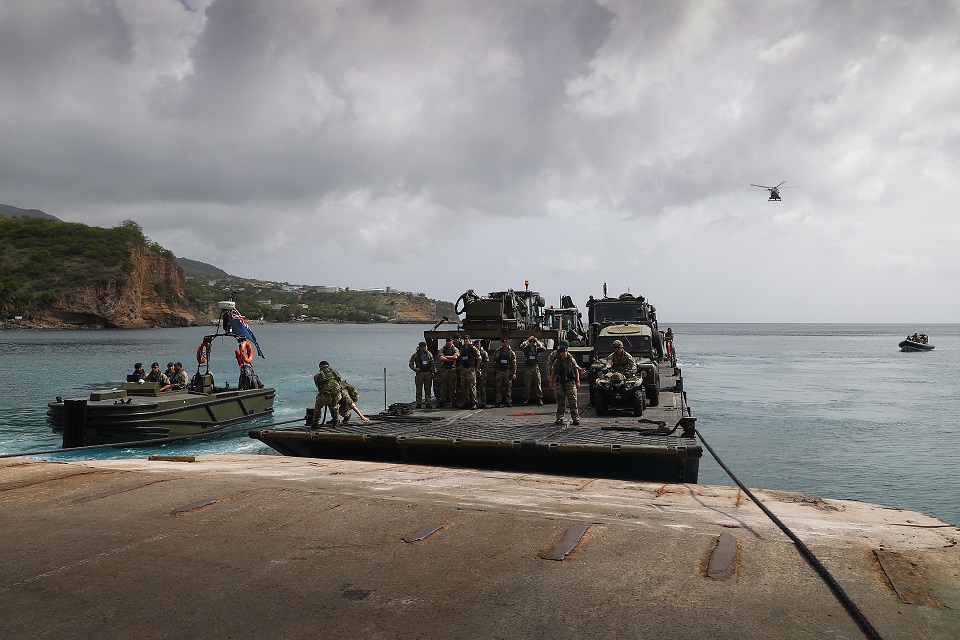 Fleet Auxiliary vessel MOUNTS BAY and her crew conducting a Humanitarian Relief and Disaster Relief Exercise in Montserrat.