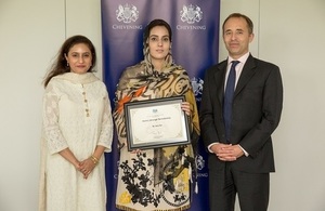 The British High Commissioner Thomas Drew, Munizae Jehangir and Sana Gul at the event.