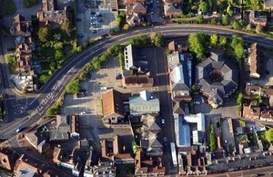 An aerial view of a city