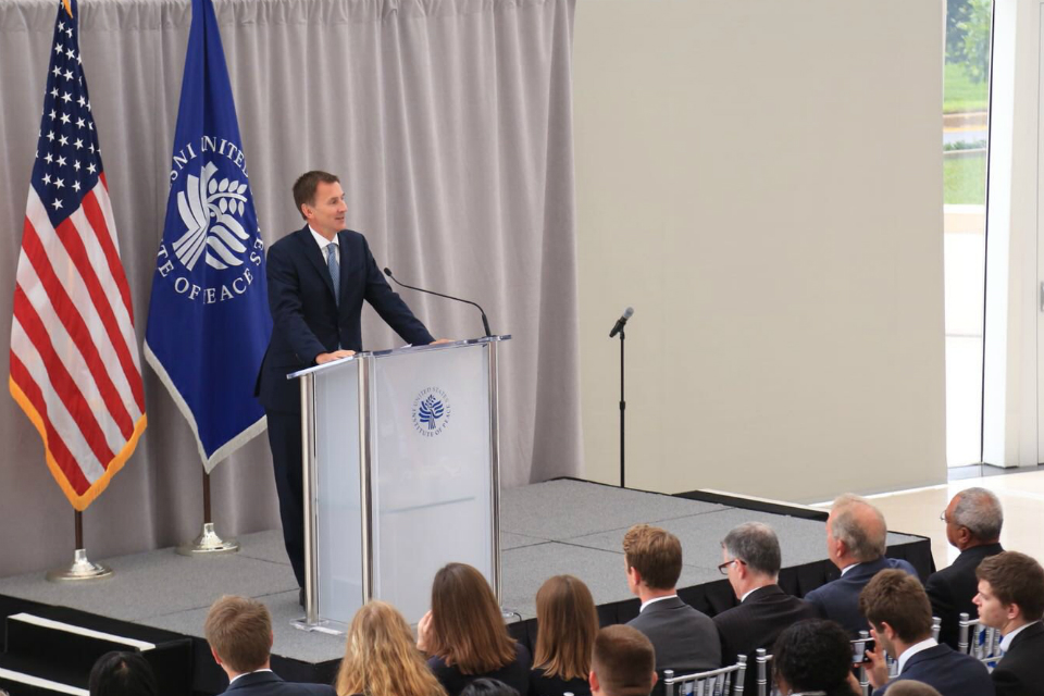 Foreign Secretary Jeremy Hunt speaking at the US Institute of Peace