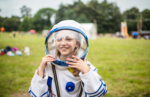 A Brownie in an astronaut suit