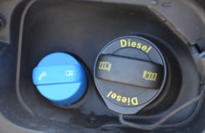 Image of diesel fuel cap and AdBlue cap