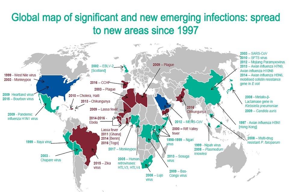 Figure 8: global map of emerging infections since 1997 