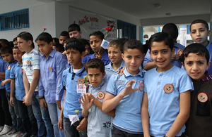 Children attending an UNRWA school in Gaza.