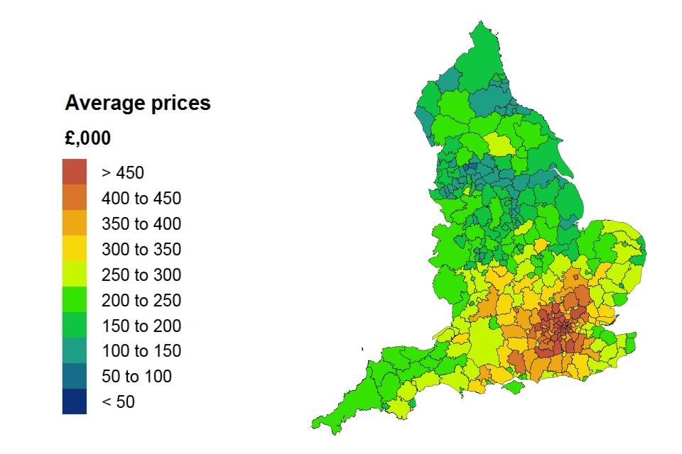 Average price by local authority for England July 2018