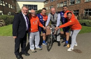 Mr Mundell with the cyclists outside Lockerbie Academy