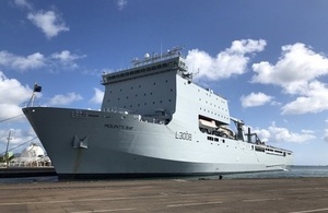 RFA Mounts Bay poised and ready to assist in the Caribbean.
