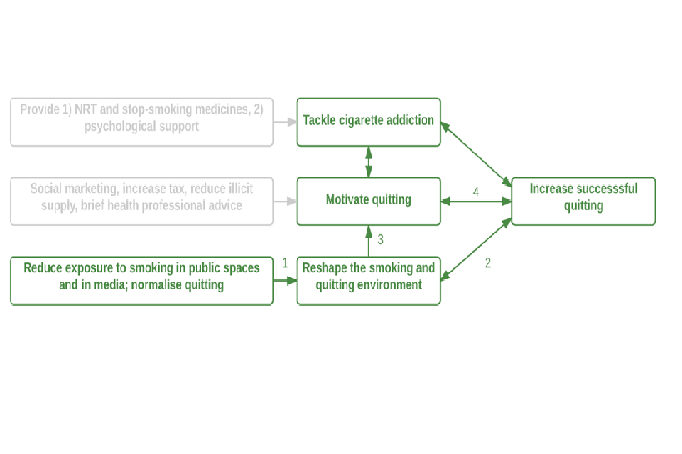 Diagram showing how promoting smokefree homes and cars can promote successful quitting
