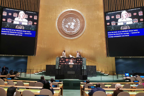 Harriett Baldwin speaking at the United Nations Mandela Peace Summit