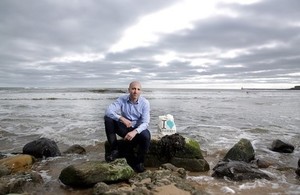 Marine biologist and wild-seaweed harvester Dr Craig Rose poses on the Whitley Bay coast.