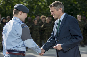 Defence Secretary Gavin Williamson visits cadets at Aston University Engineering Academy