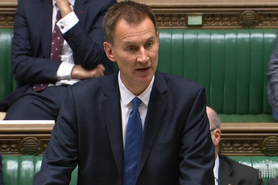 Jeremy Hunt in House of Commons