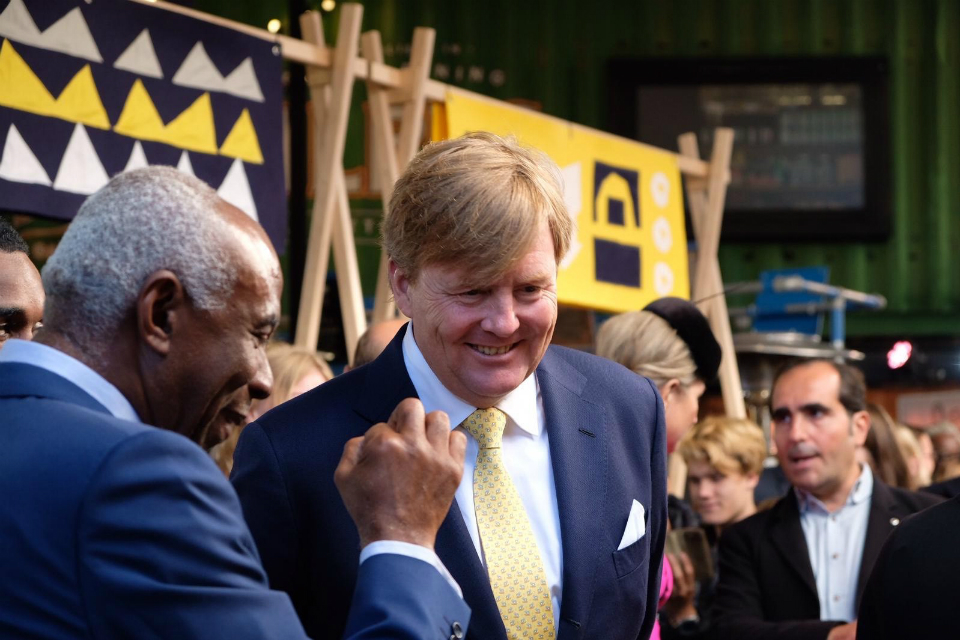 King Willem-Alexander meeting people at Pop Brixton