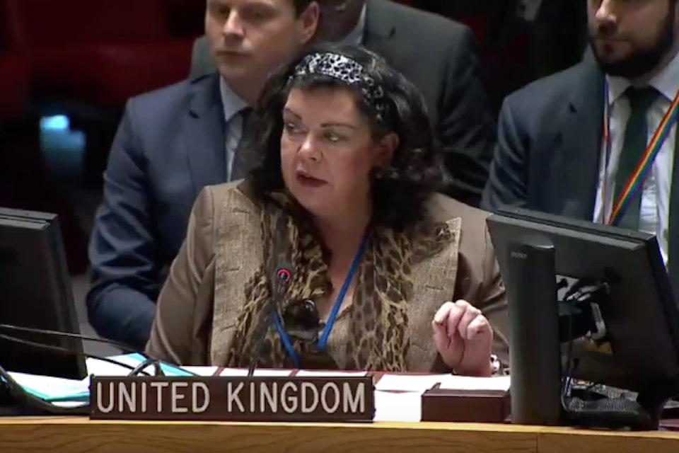Ambassador Karen Pierce at the UN Security Council briefing on Syria