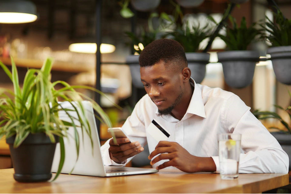 Man using laptop