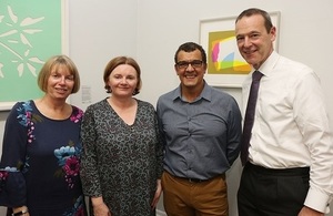 Sir Simon McDonald with Graeme Watkin's sisters and former partner