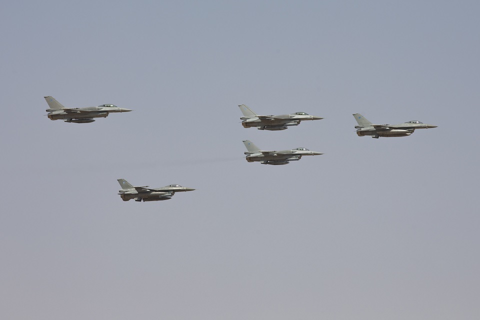 Fast jets t lead a flypast during the Exercise Saif Sareea 3 firepower demonstration.