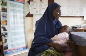 A woman talking to a health practitioner at a clinic in Minna, Nigeria, June 2018. Picture: Dominic Chavez/GFF