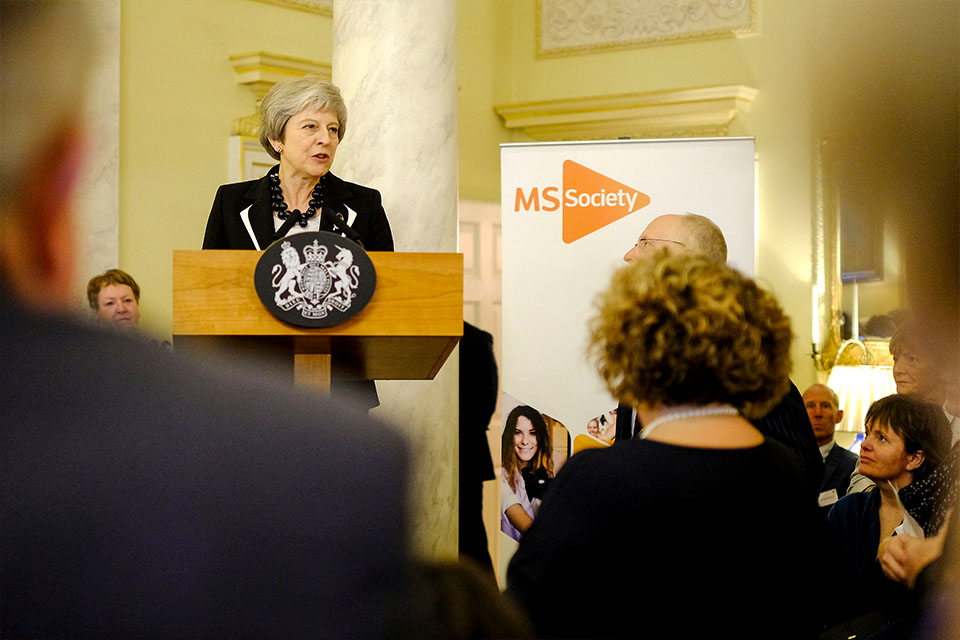 PM makes a speech at the MS Society reception