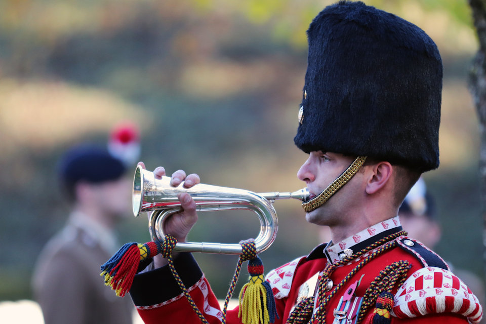 A bugler of the Royal Regiment of Fusiliers.