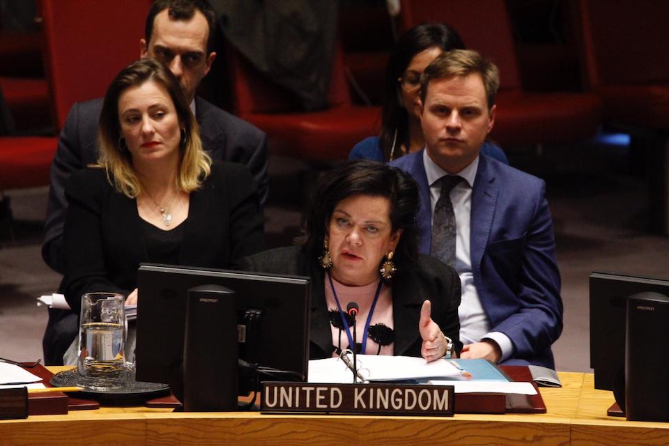 Ambassador Karen Pierce at the Security Council briefing on Yemen