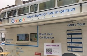 The Google Digital Garage bus hosting a training seminar on board.