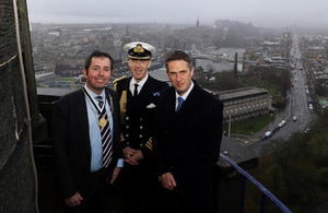 Defence Secretary Gavin Williamson, Lord Provost of Edinburgh, Frank Ross smiling at the camera.