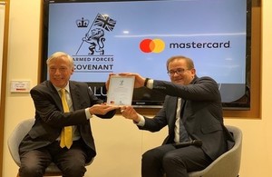 Defence Minister Earl Howe co-signs the Armed Forces Covenant with Mastercard