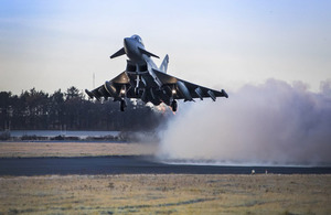 RAF Typhoon equipped with Meteor missiles takes off from RAF Lossiemouth