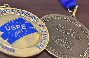 Image of European Police Marathon Championships Medal Photo: Home Office. All rights reserved