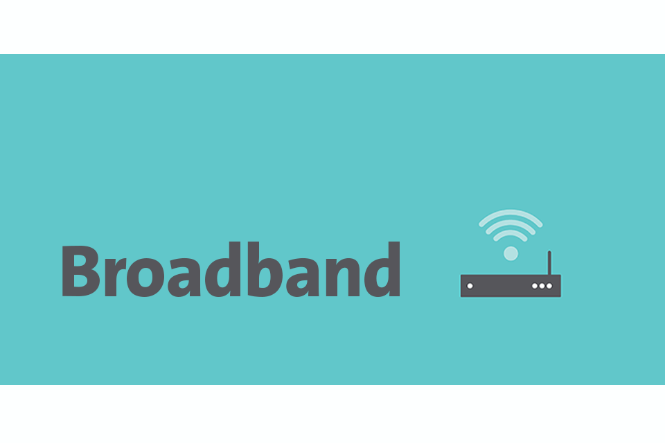 A title image that reads 'broadband' with the image of a router.