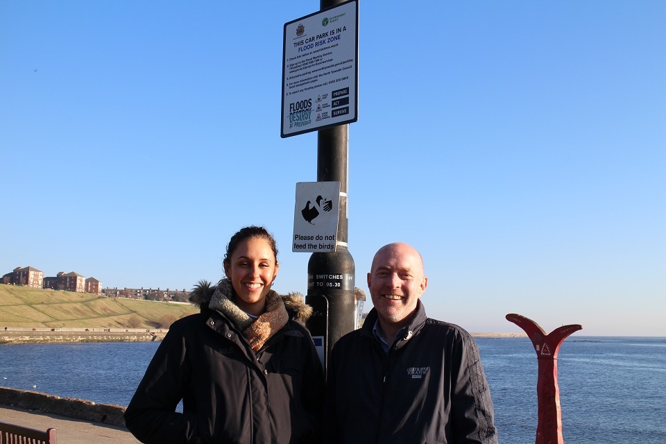 Signs help to identify flood risk car parks