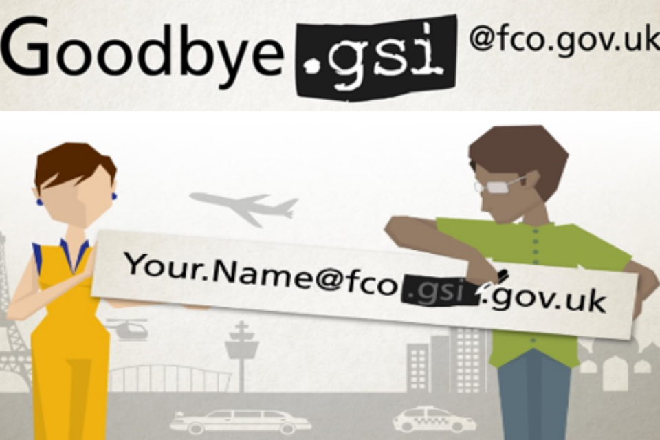 Landscape of 2 people holding a sign saying 'goodbye gsi'