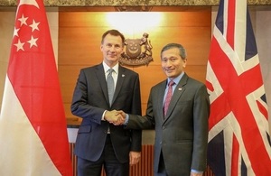 UK Foreign Secretary, Jeremy Hunt and Minister of Foreign Affairs for the Republic of Singapore, Vivian Balakrishnan launch the Singapore-UK 'Partnership for the Future'.