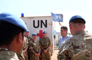 Gavin Williamson meeting troops in Bentiu. Crown copyright.