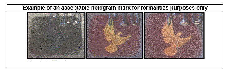 Example of an acceptable hologram mark for formalities purposes only
