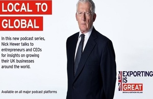 Image of Nick Hewer and Exporting is GREAT logo