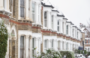 Terraced houses in snow