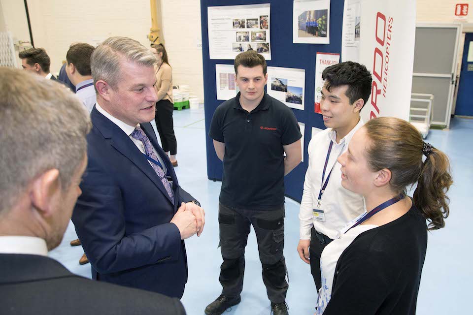 Defence Minister Stuart Andrew meeting Leonardo apprentices