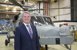 Defence Minister Stuart Andrew at Leonardo Helicopters in Yeovil