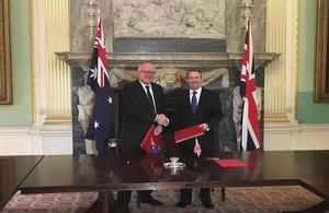 International Trade Secretary Dr Liam Fox and Australian High Commissioner to the UK, HE The Rt Hon George Brandis