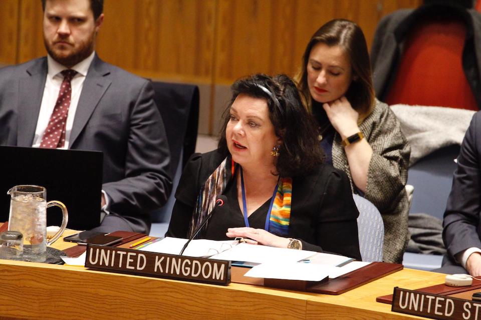 Ambassador Karen Pierce at the Security Council briefing on Colombia