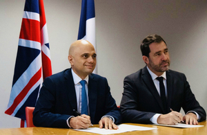 Home Secretary Sajid Javid and French Interior Minister Christophe Castaner