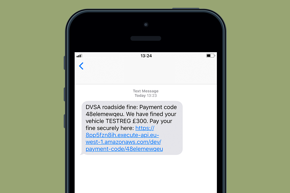 pay roadside fines text message in English