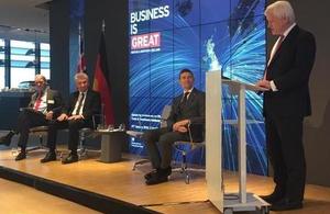 Graham Stuart addresses businesses in Düsseldorf